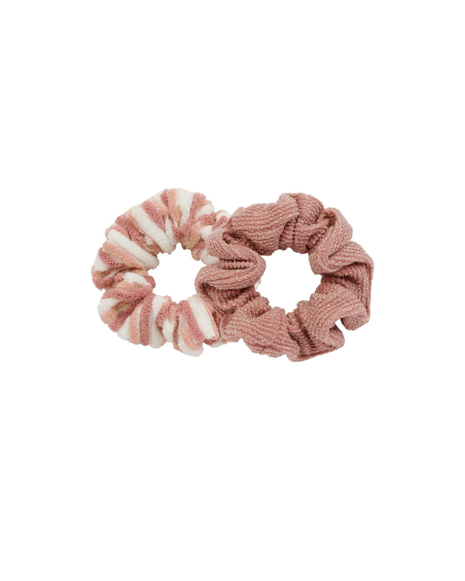 Little rylee + cru accessories scrunchie set in lipstick, pink stripe