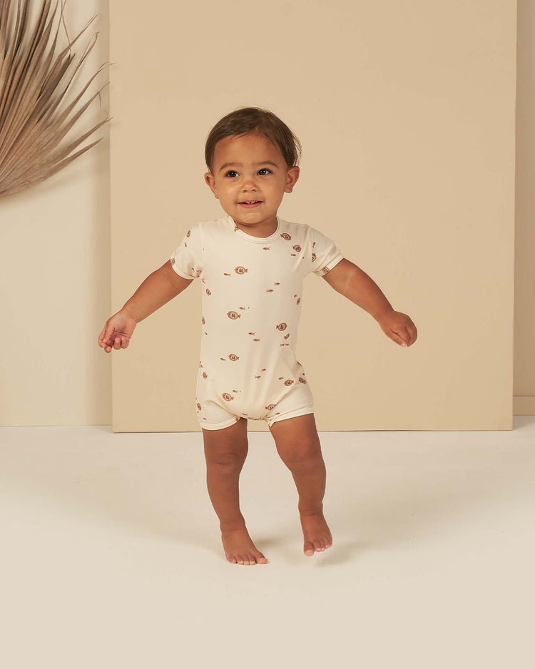 Little rylee + cru baby shorty one-piece in fish
