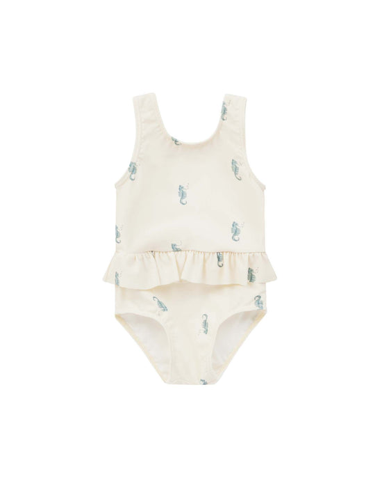 Little rylee + cru baby skirted one-piece in seahorse