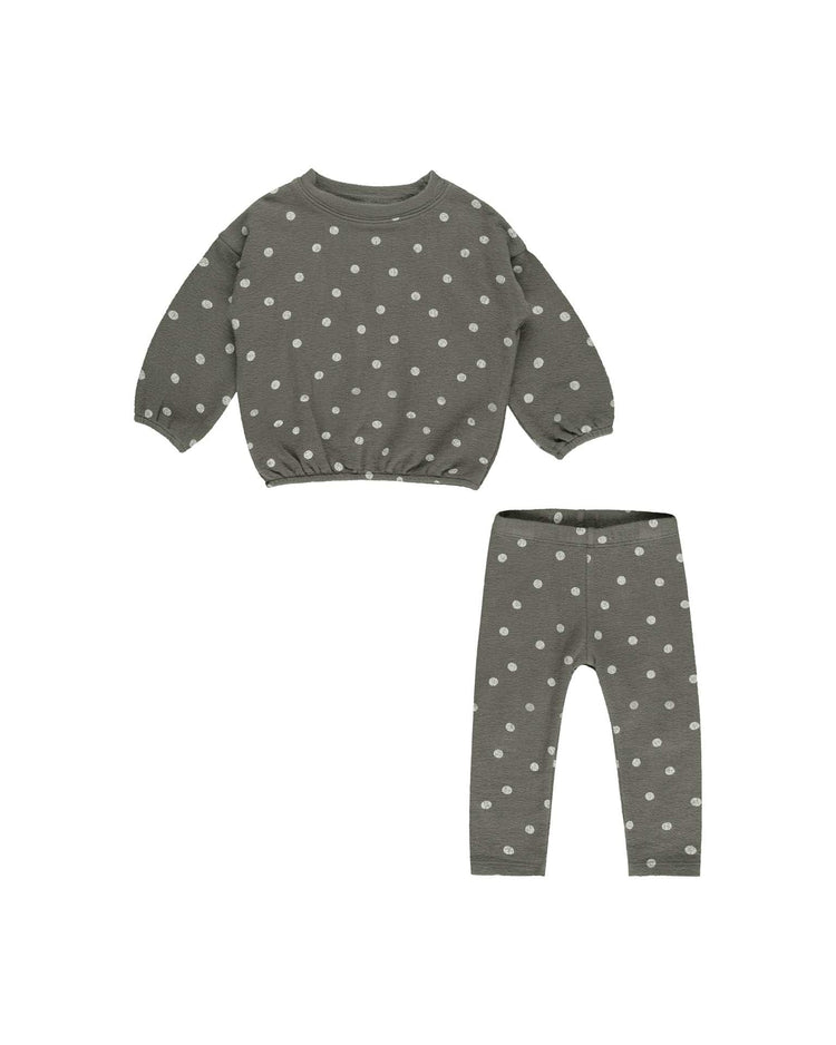 Little rylee + cru kids spongey knit set in forest polka dot