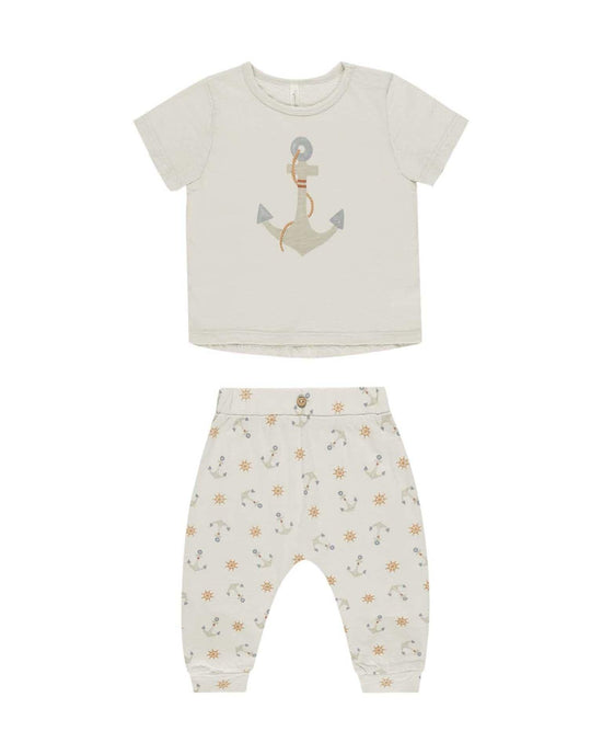 Little rylee + cru baby tee + slouch pant set in anchors