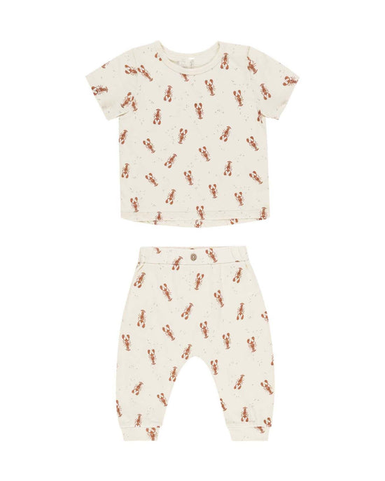 Little rylee + cru baby tee + slouch pant set in lobsters