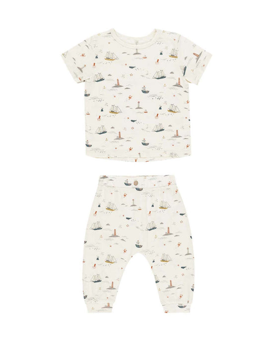 Little rylee + cru baby tee + slouch pant set in nautical