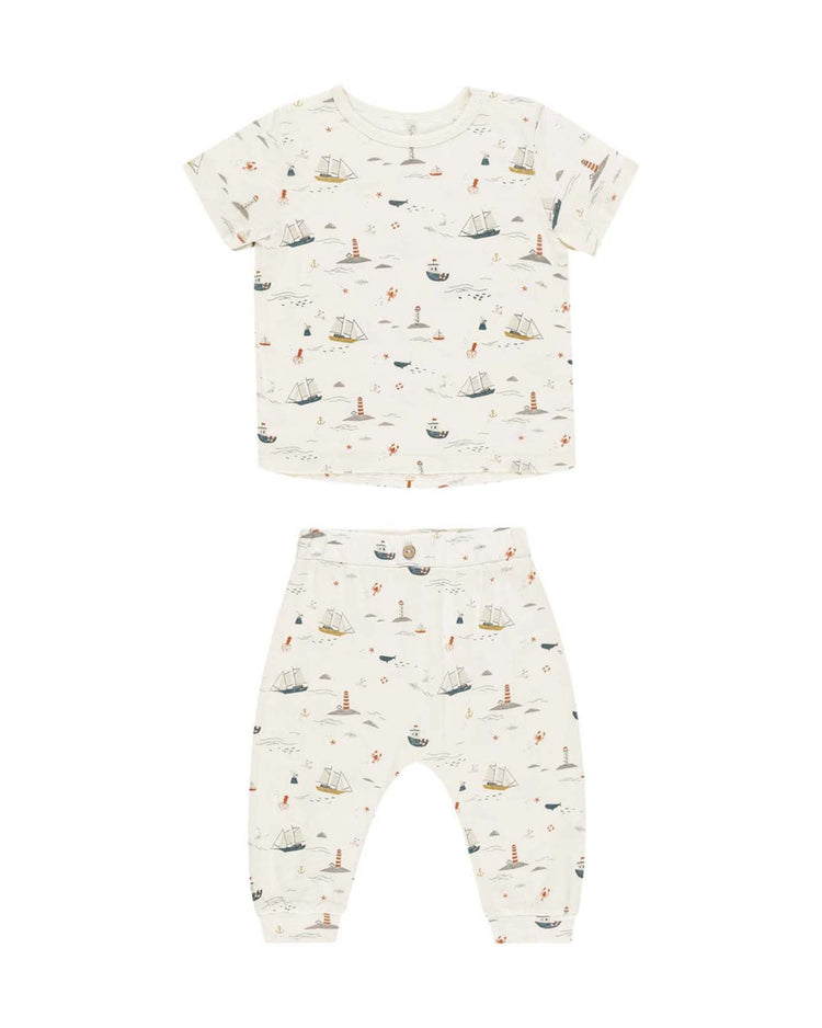 Little rylee + cru baby tee + slouch pant set in nautical