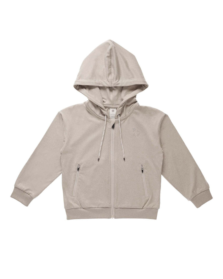 Little rylee + cru kids zip-up tech hoodie in heathered dove