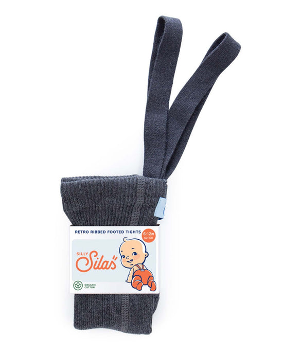 Little silly silas accessories retro footed tights in dark grey blend