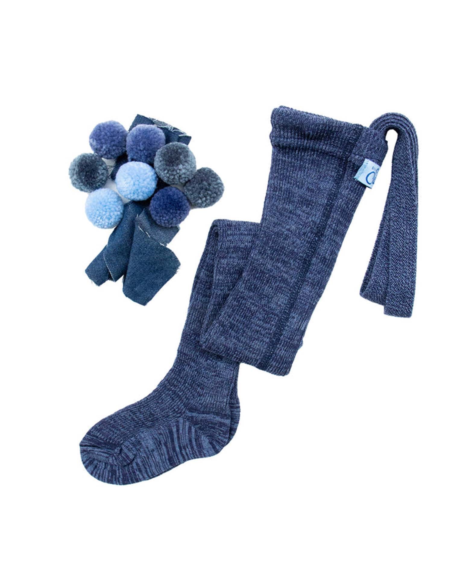 Little silly silas accessories retro footed tights in denim