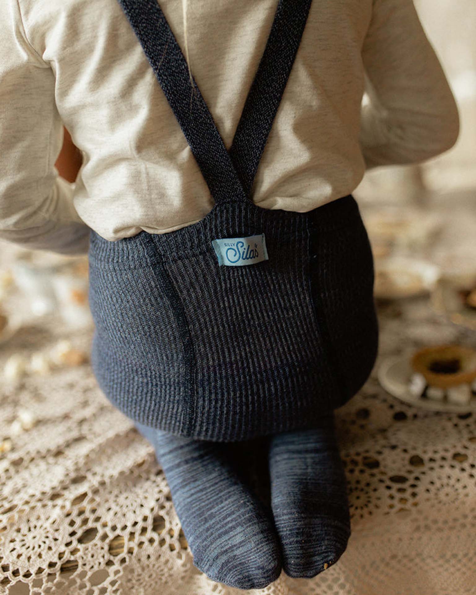 Little silly silas accessories retro footed tights in denim