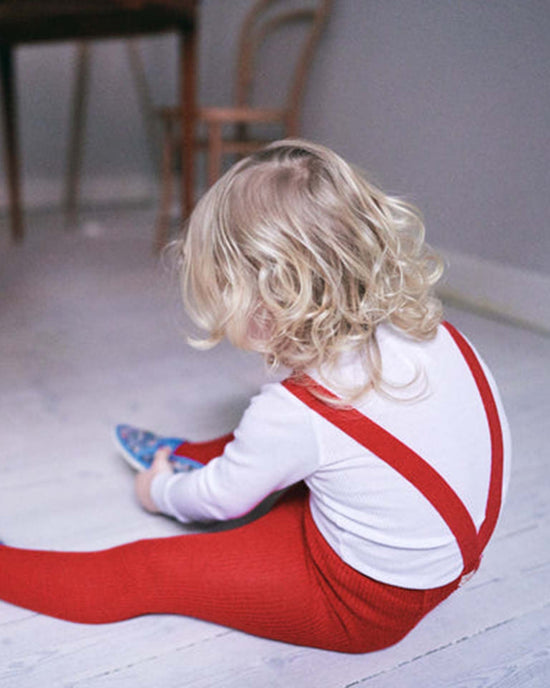 Little silly silas accessories retro footed tights in love red