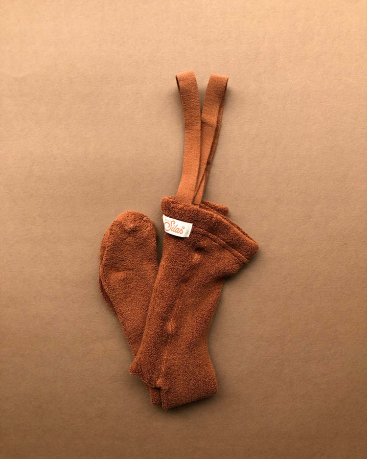 Little silly silas accessories teddy warmy footed tights in cinnamon