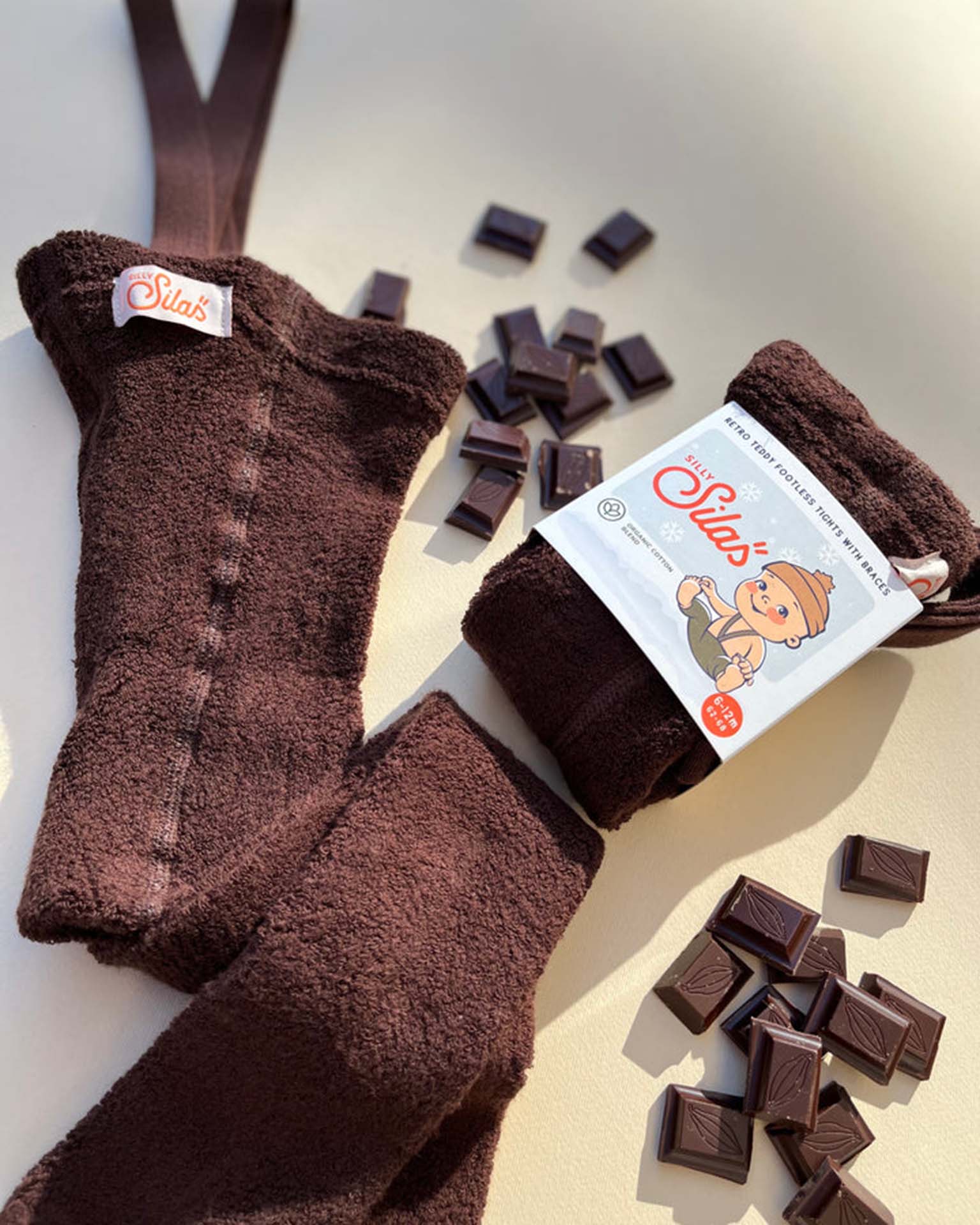 Little silly silas accessories teddy warmy footless tights in chocolate brown