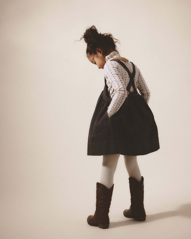 soor ploom eloise pinafore in licorice at Little 