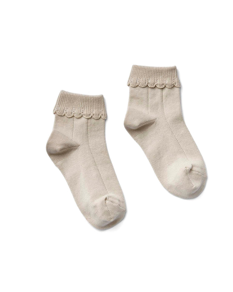 Little soor ploom accessories scallop trim sock in almond