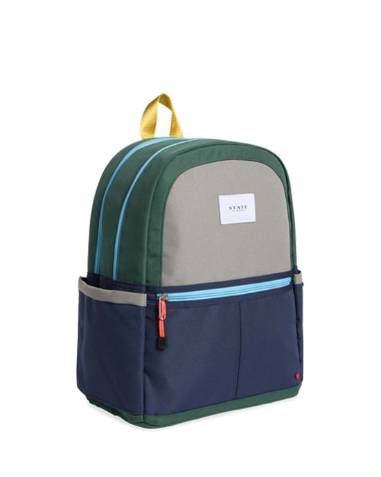 Little state bags accessories kane kids double pocket backpack in green/navy