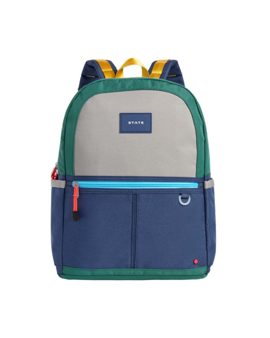 Little state bags accessories kane kids double pocket backpack in green + navy