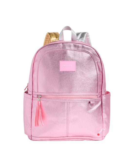 Little state bags accessories kane kids double pocket backpack in pink + silver