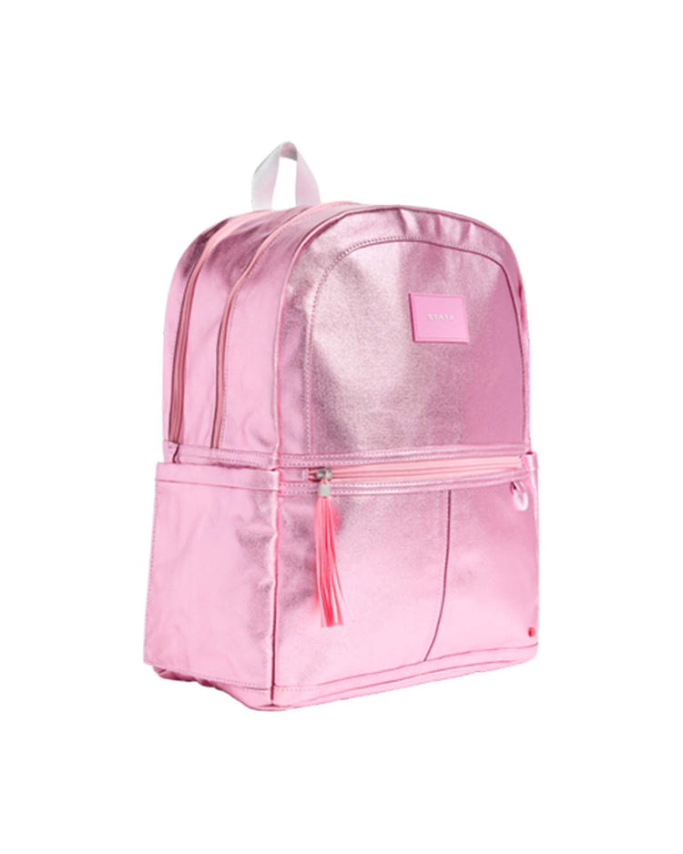Little state bags accessories kane kids double pocket backpack in pink + silver