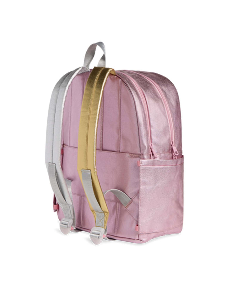 Little state bags accessories kane kids double pocket backpack in pink + silver