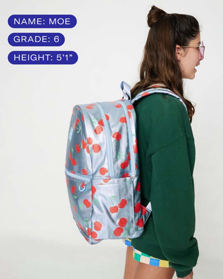 Little state bags accessories kane kids large double pocket backpack in blue cherries