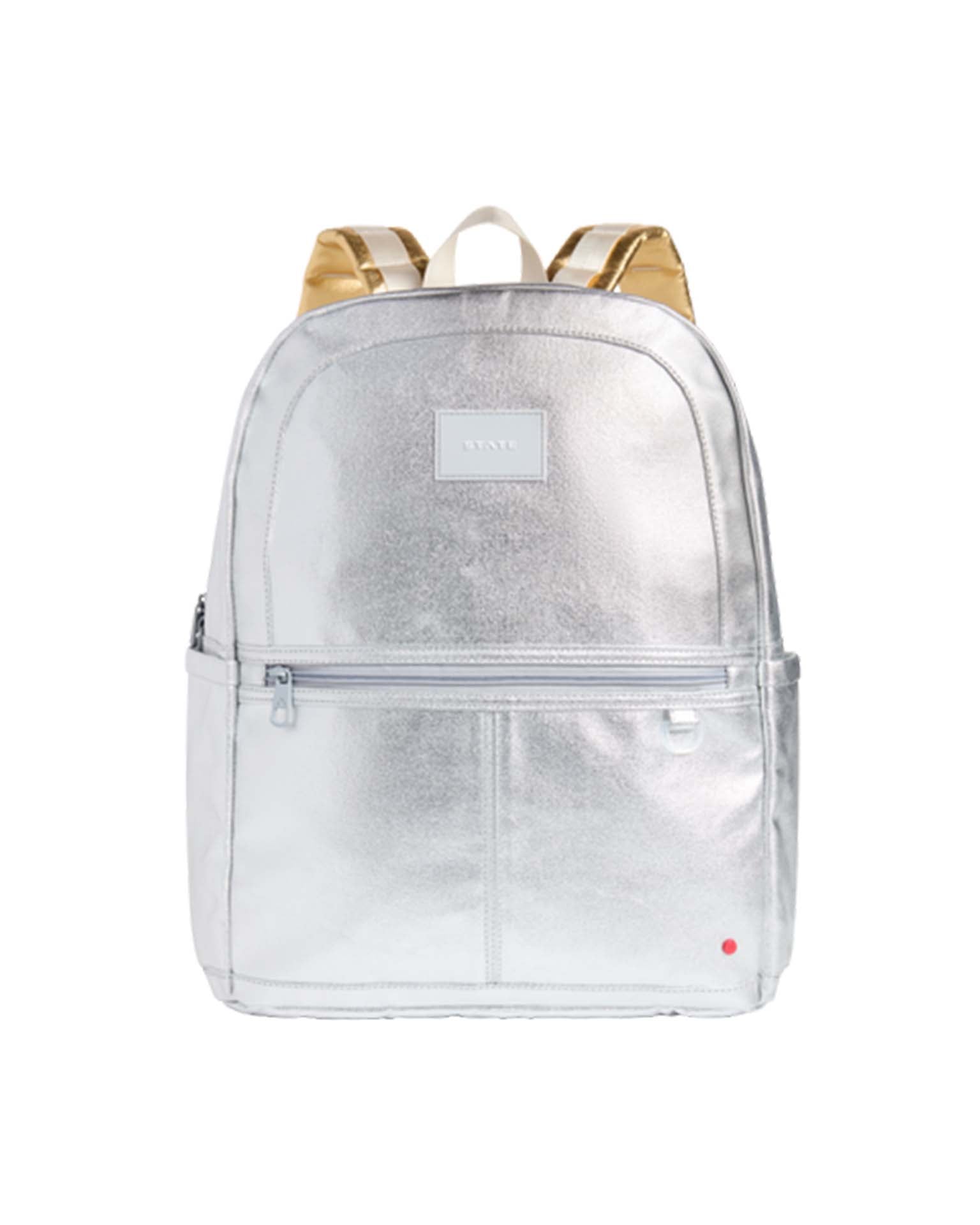kane kids large double pocket backpack in silver + gold – Little