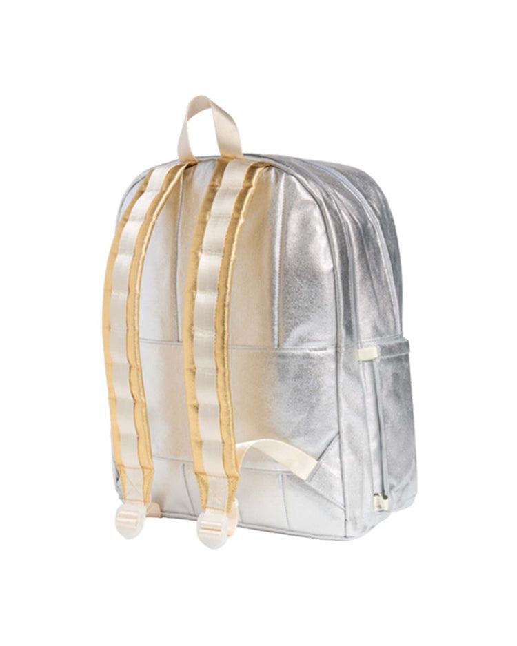 Little state bags accessories kane kids large double pocket backpack in silver + gold