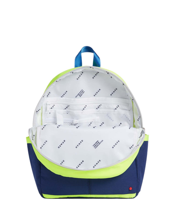 Little state bags accessories kane kids travel backpack in navy/neon