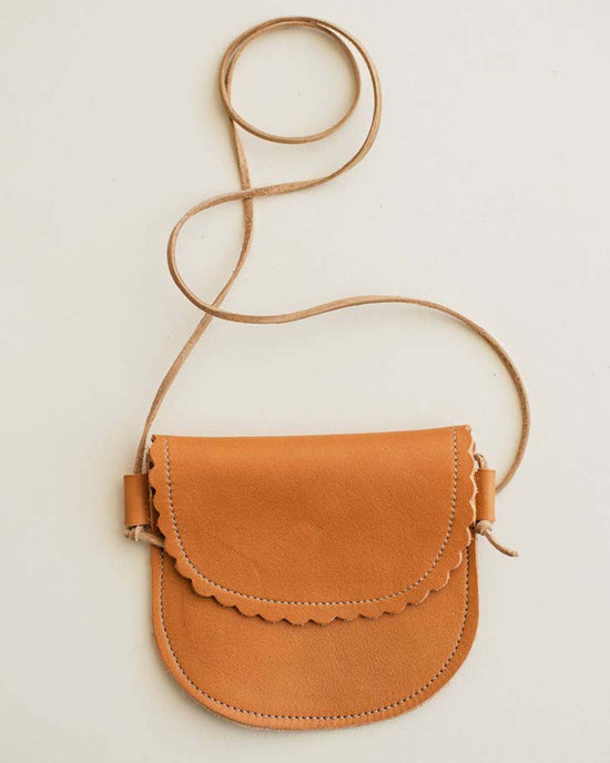 Little sun + lace accessories scalloped leather purse in ginger