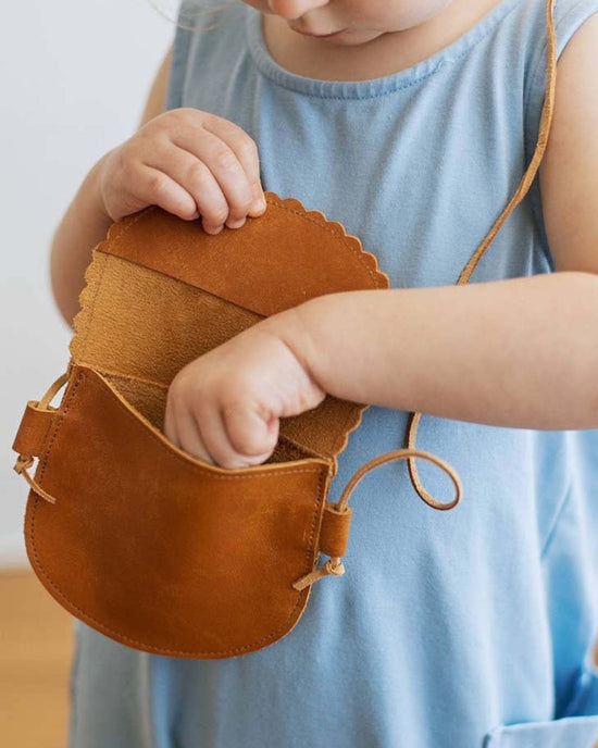 Little sun + lace accessories scalloped leather purse in ginger