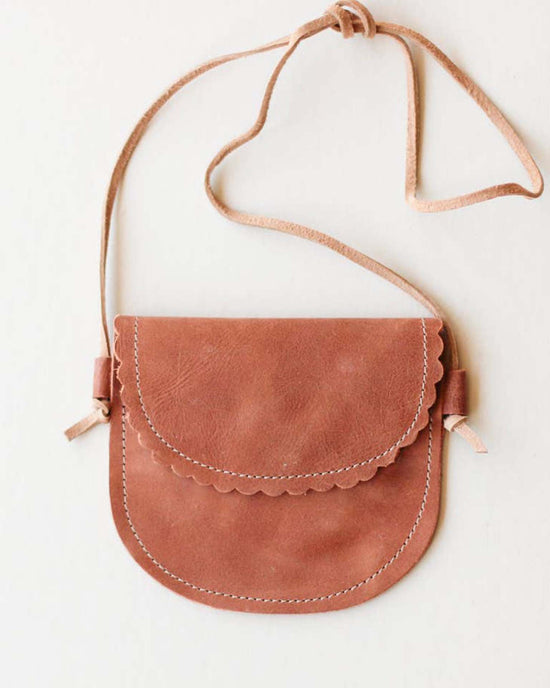 Little sun + lace accessories scalloped leather purse in rust