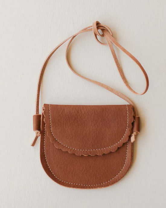 Little sun + lace accessories scalloped leather purse in walnut