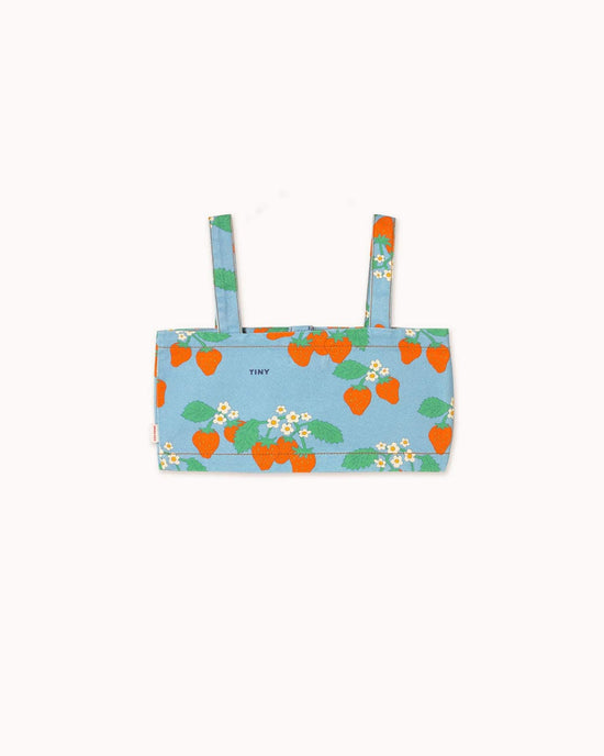 Little tiny cottons kids strawberries crop top in denim blue