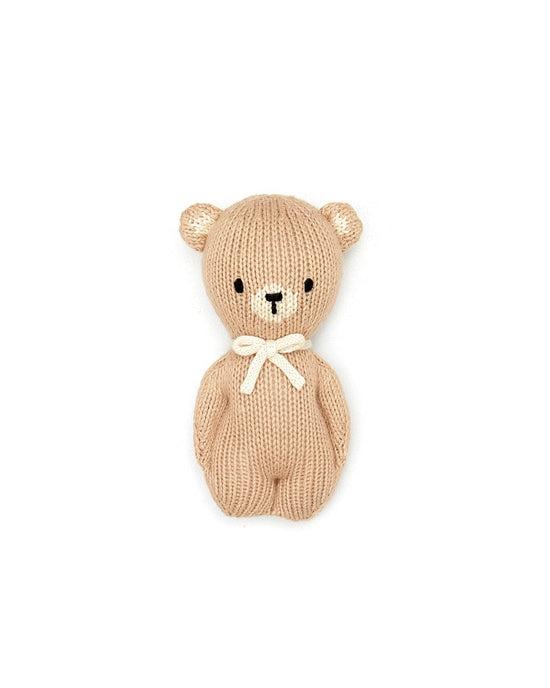 Little tun tun baby bear rattle in beige + natural