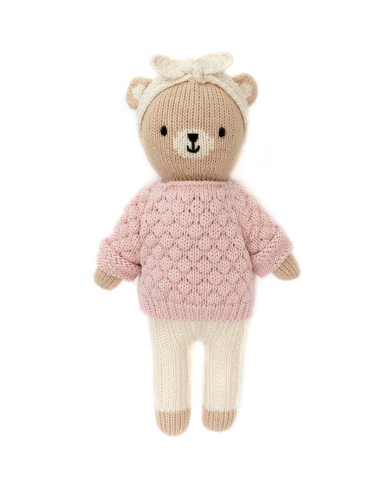 Little tun tun play bear with sweater + headband in pink