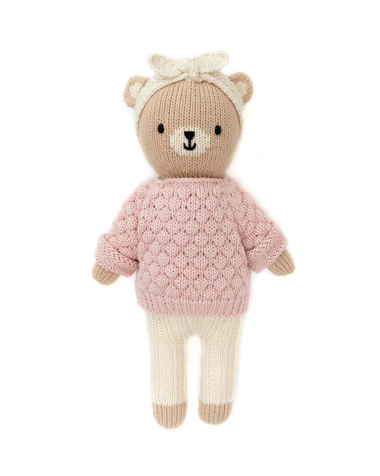 Little tun tun play bear with sweater + headband in pink