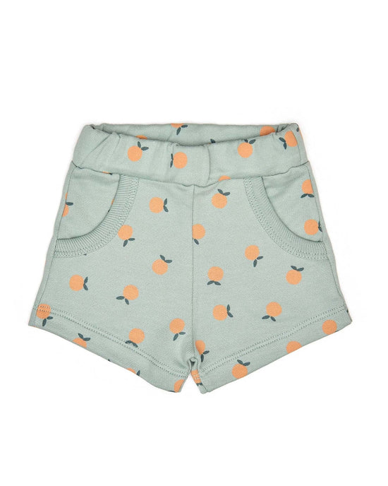 Little tun tun baby terry short in jade oranges