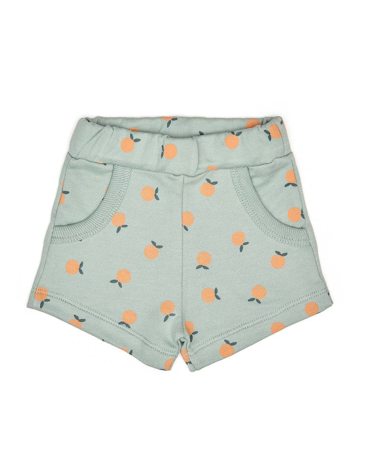 Little tun tun baby terry short in jade oranges