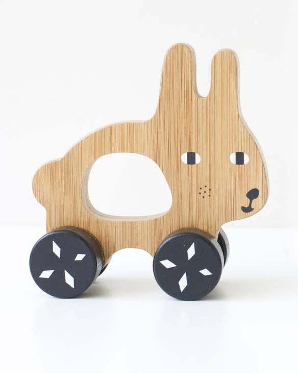 Little wee gallery play bunny wooden push toy