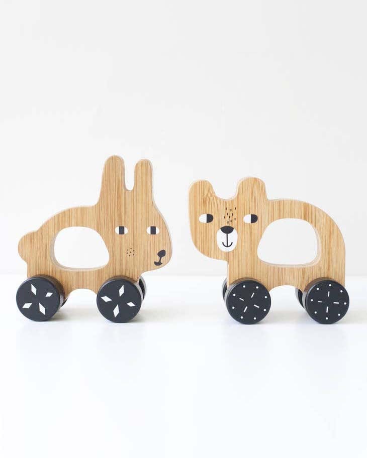Little wee gallery play bunny wooden push toy