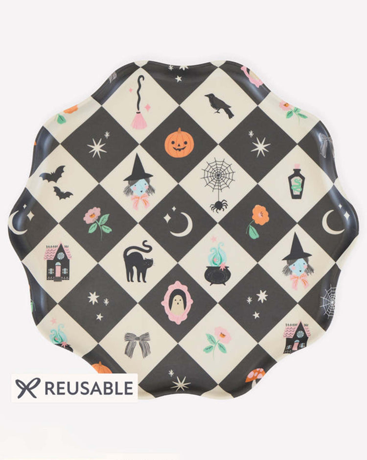 patchwork halloween reusable large plates