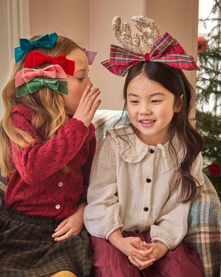 plaid bow + antlers headband