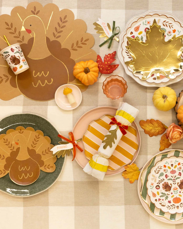 folk turkey paper placemats