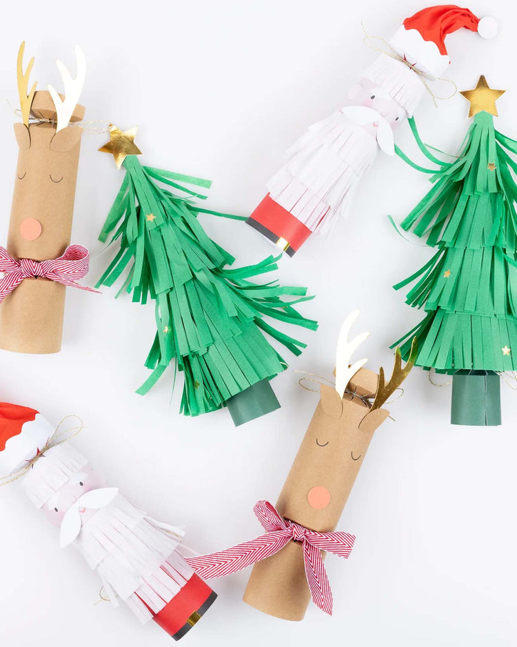 santa, reindeer & tree crackers