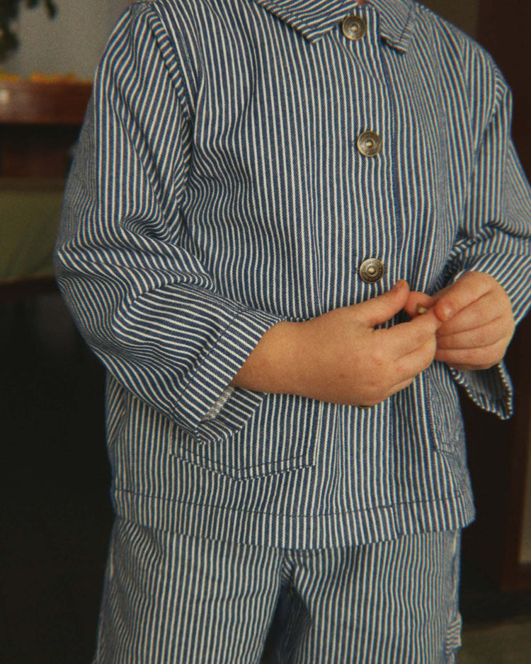 konges sløjd luc shirt jacket in blue stripe kids Little