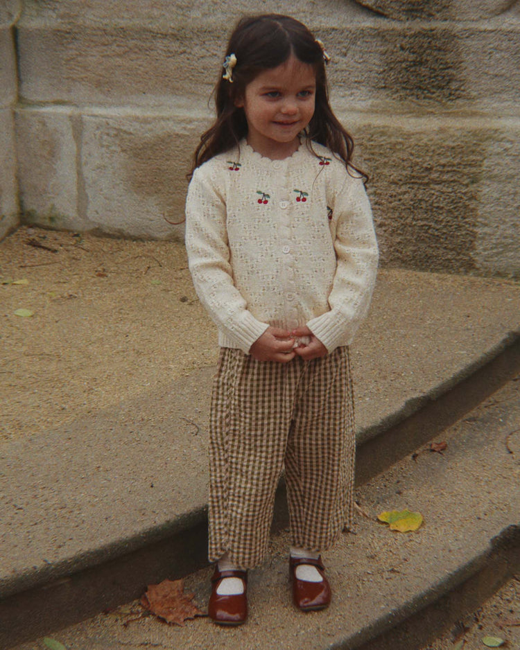 konges sløjd kim slit pants in avocado check kids Little