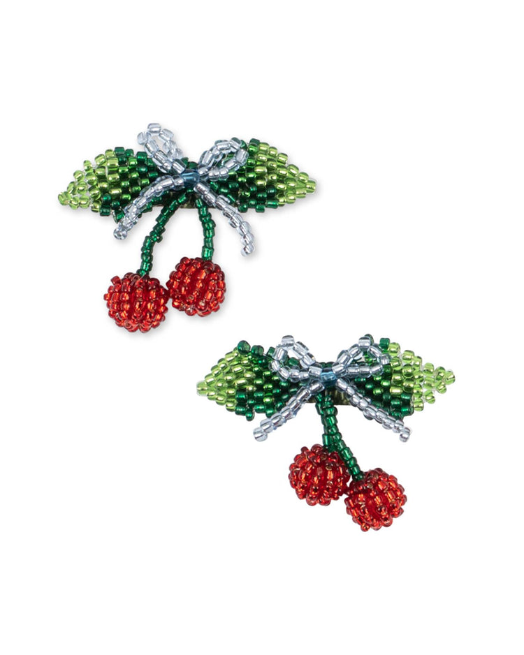 konges sløjd beaded cherry bow hair clip set accessories Little