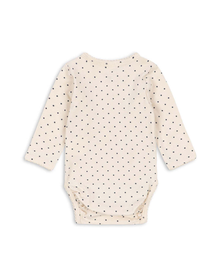 konges sløjd basic long sleeve newborn bodysuit in blue dot baby Little
