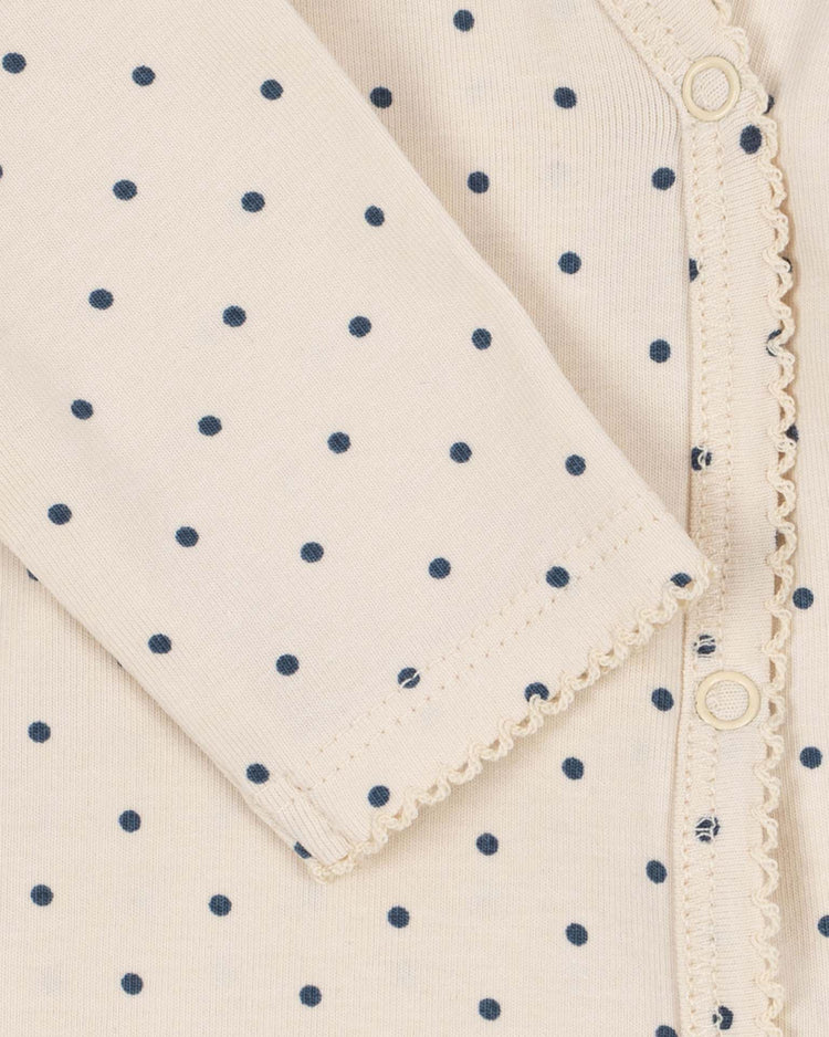 konges sløjd basic long sleeve newborn bodysuit in blue dot baby Little