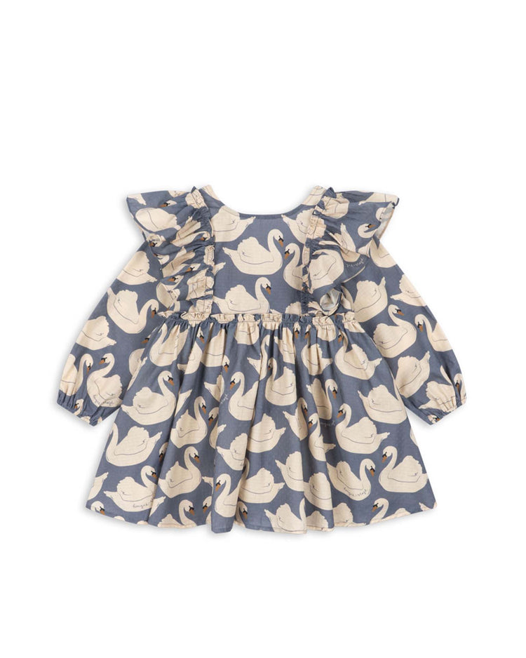konges sløjd evia long sleeve bow dress in swan kids Little