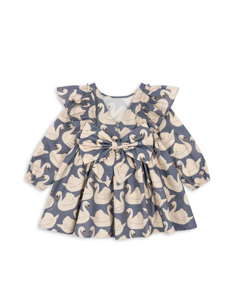konges sløjd evia long sleeve bow dress in swan kids Little