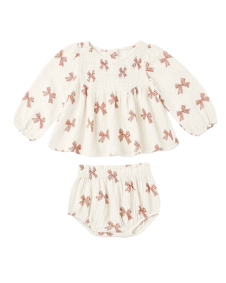rylee + cru sophia top + bloomer set in peppermint bows baby Little